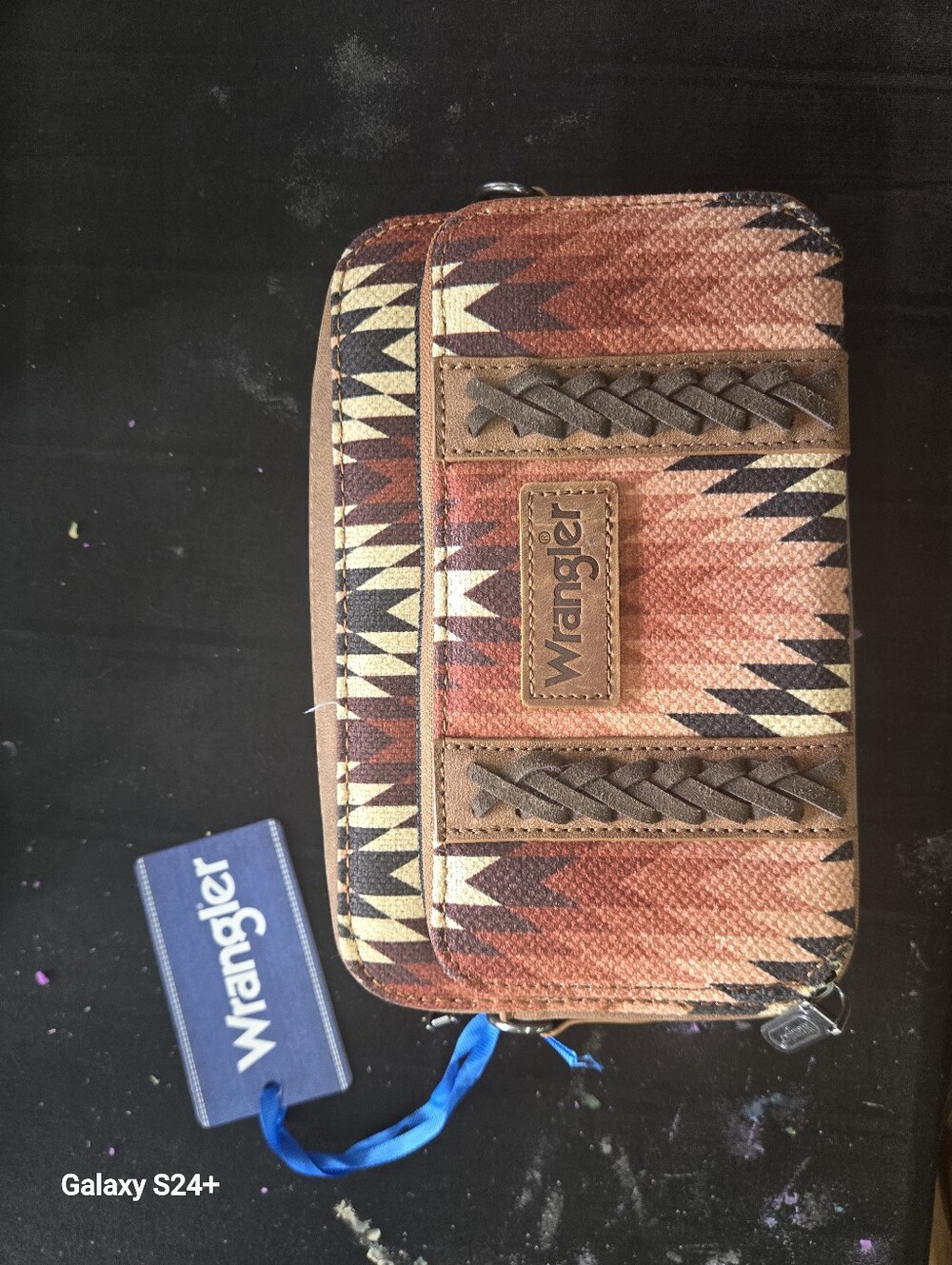 Wrangler Aztec Zip Wallet - Rust, Tan & Black